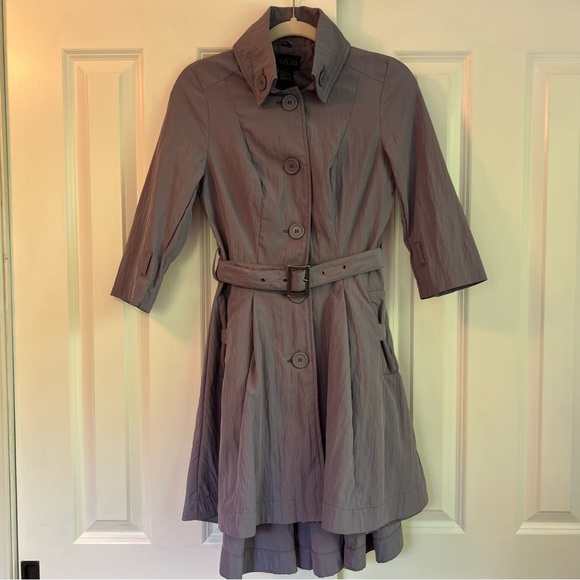 Taxi Jackets & Blazers - Vintage Taxi Belted Jacket Mini Trench Lavender with Back Bow Size S